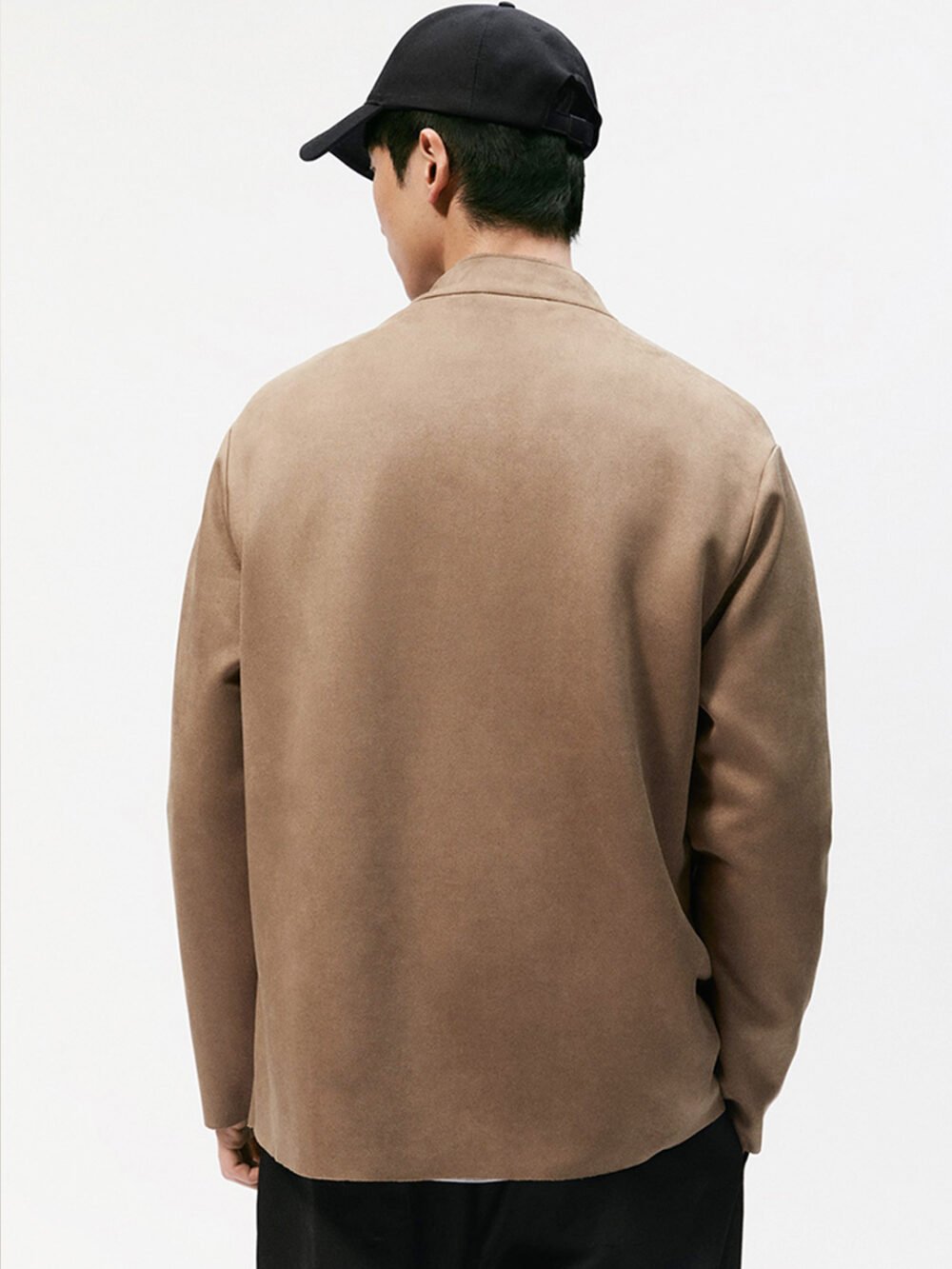 Easy Care Pockets Collarless Suede Blazer