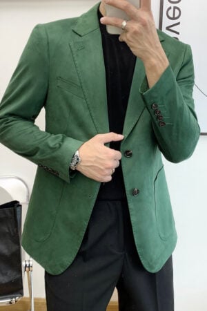 Men’s Stylish Slim Fit Business Suede Blazer