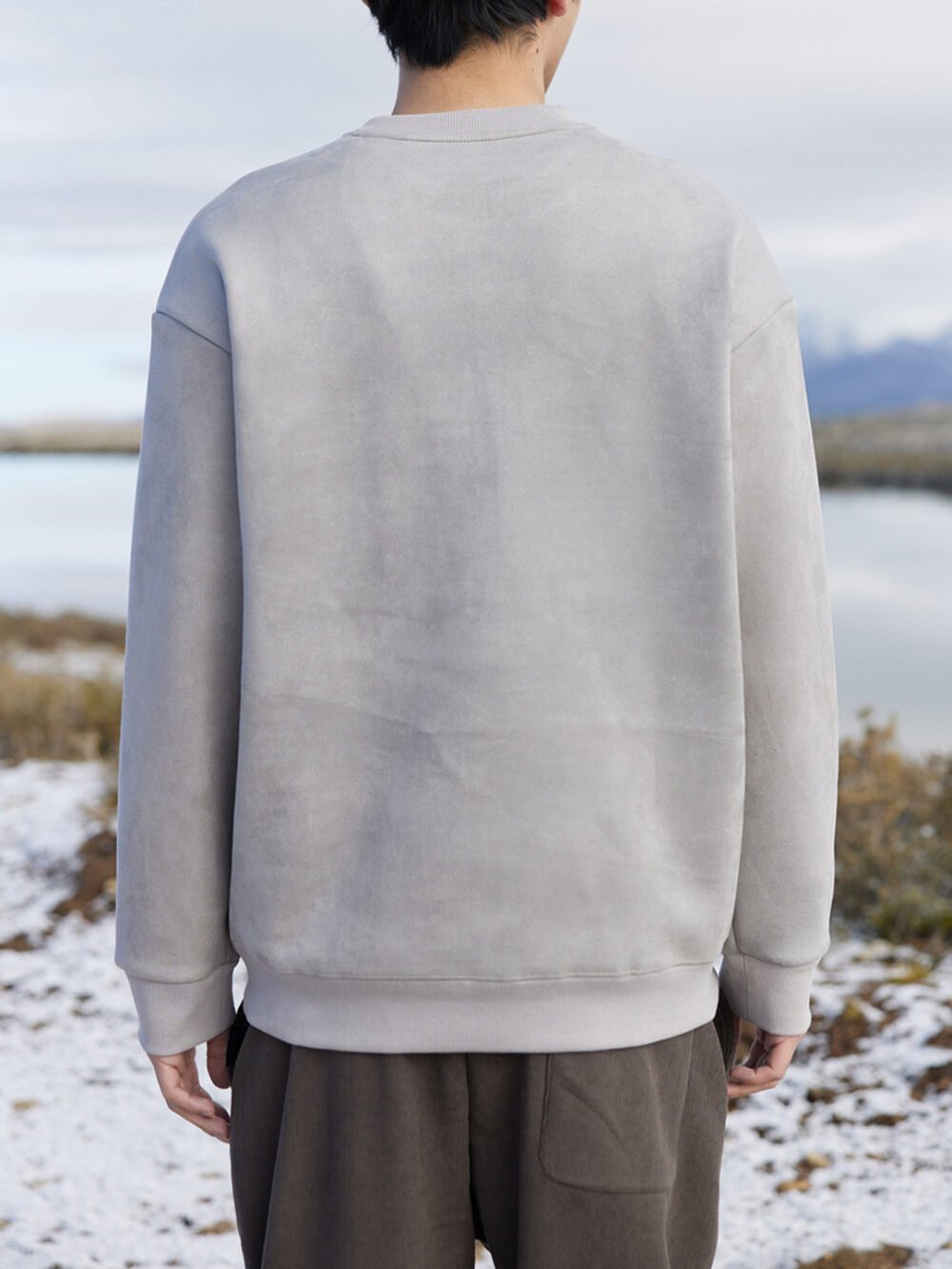 Men's Top Fleece Suede Sweatshirt