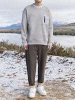 Men's Top Fleece Suede Sweatshirt