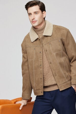 Men's Thicken Cargo Faux Suede Jacket