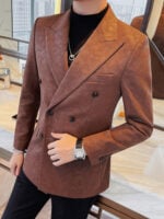 Men’s Winter Slim Fit Suede Blazer Jacket