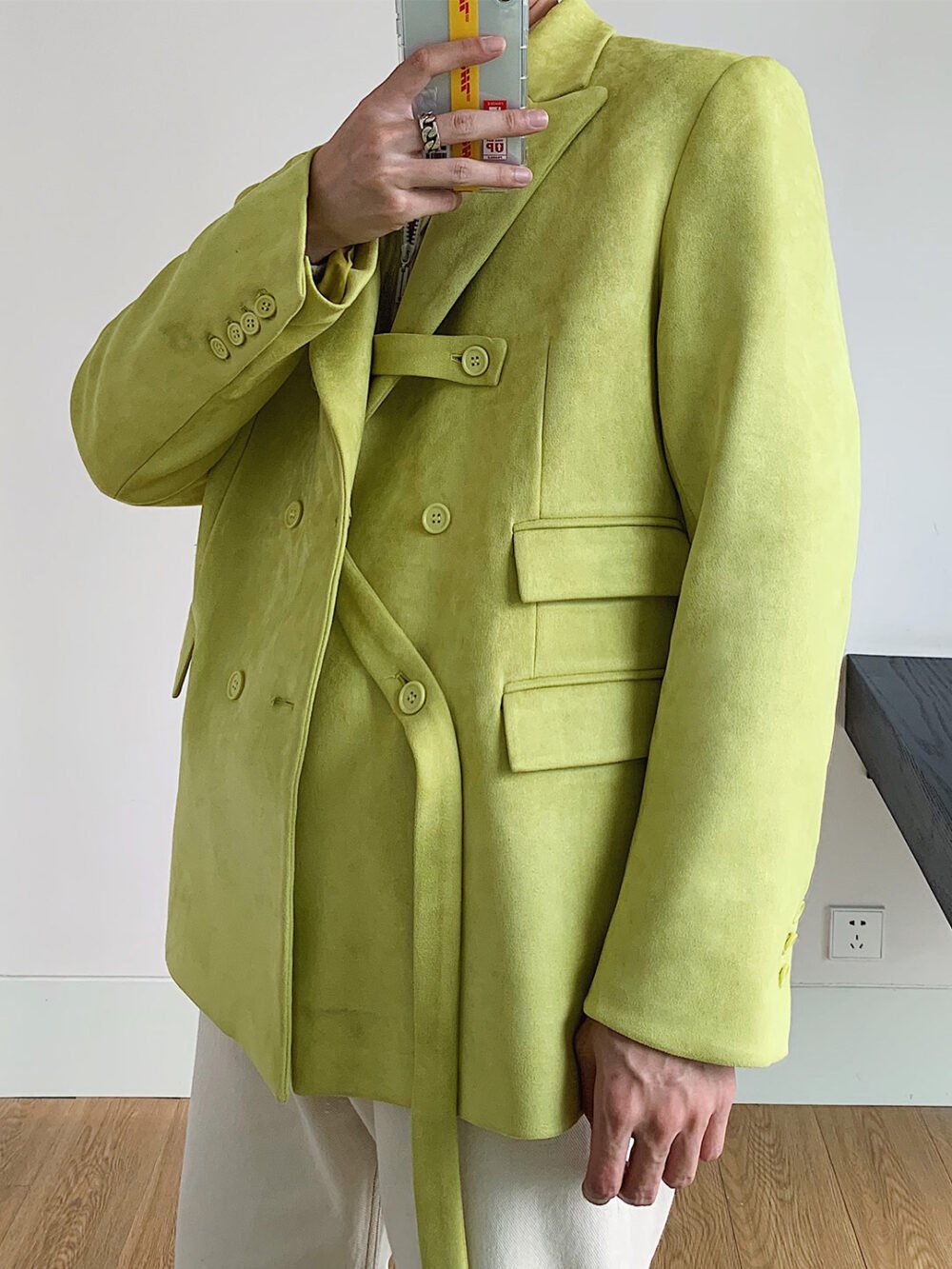 Men’s Fluorescent Green Suede Blazer