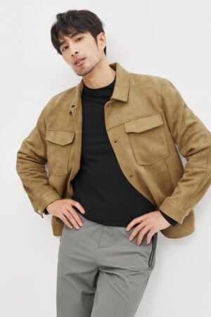 Men's Elastic Faux Suede Jacket