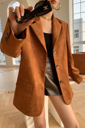 Women's Vintage Suede Blazer In Brown
