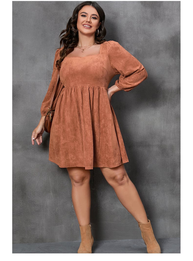 Women's Plus Size A Line Suede Dress