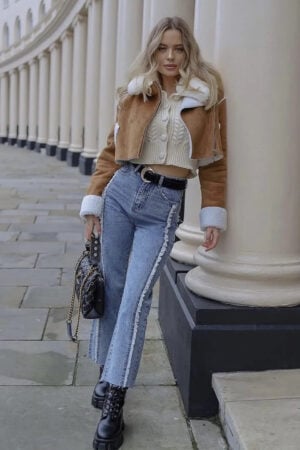 Women's Side Zip Cropped Suede Jacket