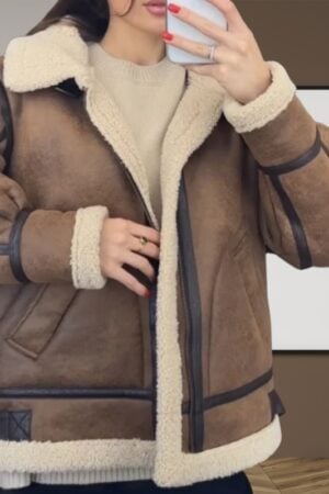 Lambswool Faux Fur Integrated Suede Jacket