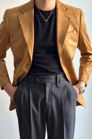 Men’s Winter Slim Business Suede Blazer