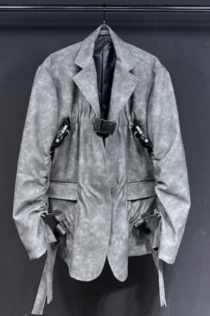 Men’s Buckles Gray Loose Suede Blazer