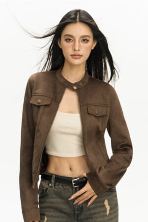 Women's Amekaji Crop Faux Suede Jacket