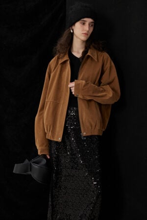 Women's French Maillard Crop Suede Jacket