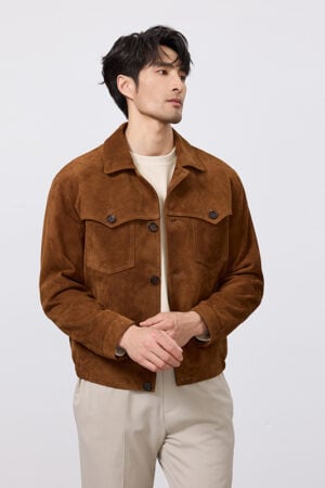 Men's Maillard Lambskin Lapel Suede Jacket