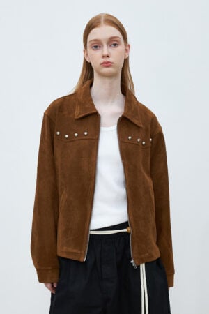 Women's Rivet Crop Faux Suede Jacket