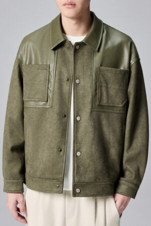 Men's PU Splice Faux Suede Jacket