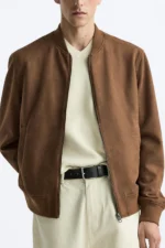 Men's Baseball Collar Faux Suede Jacket