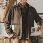 Men's Amekaji Lapel Hunting Suede Jacket