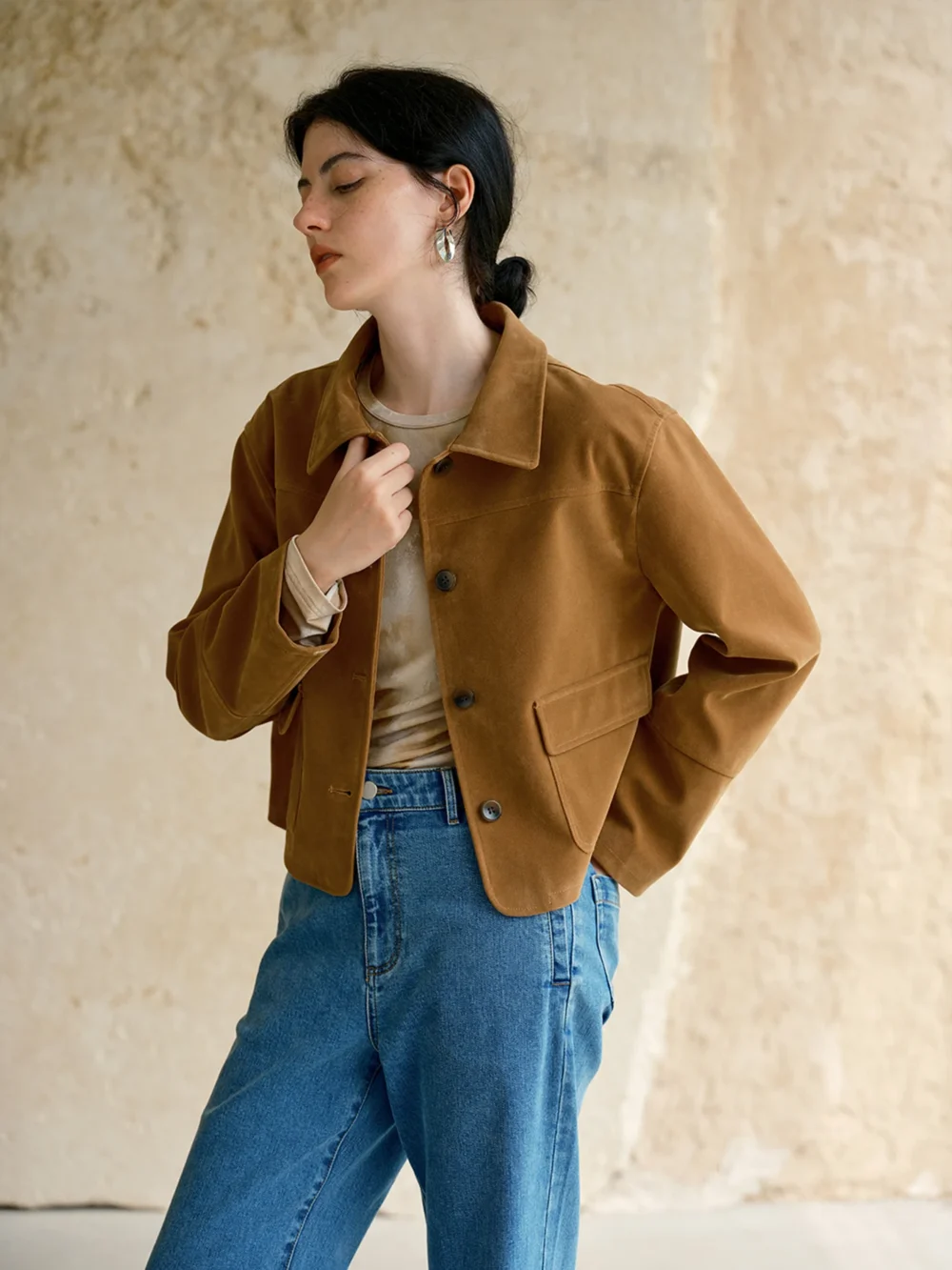 Women's French Old Money Faux Suede Jacket